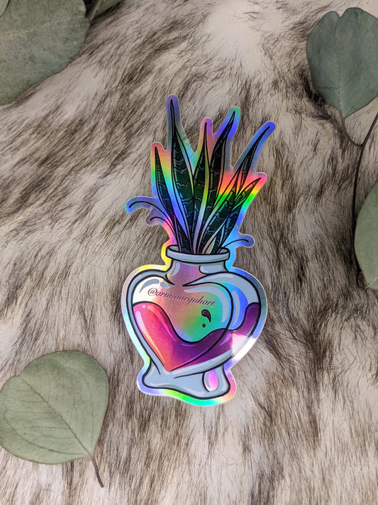 Love Potion Snake Plant Holographic Sticker