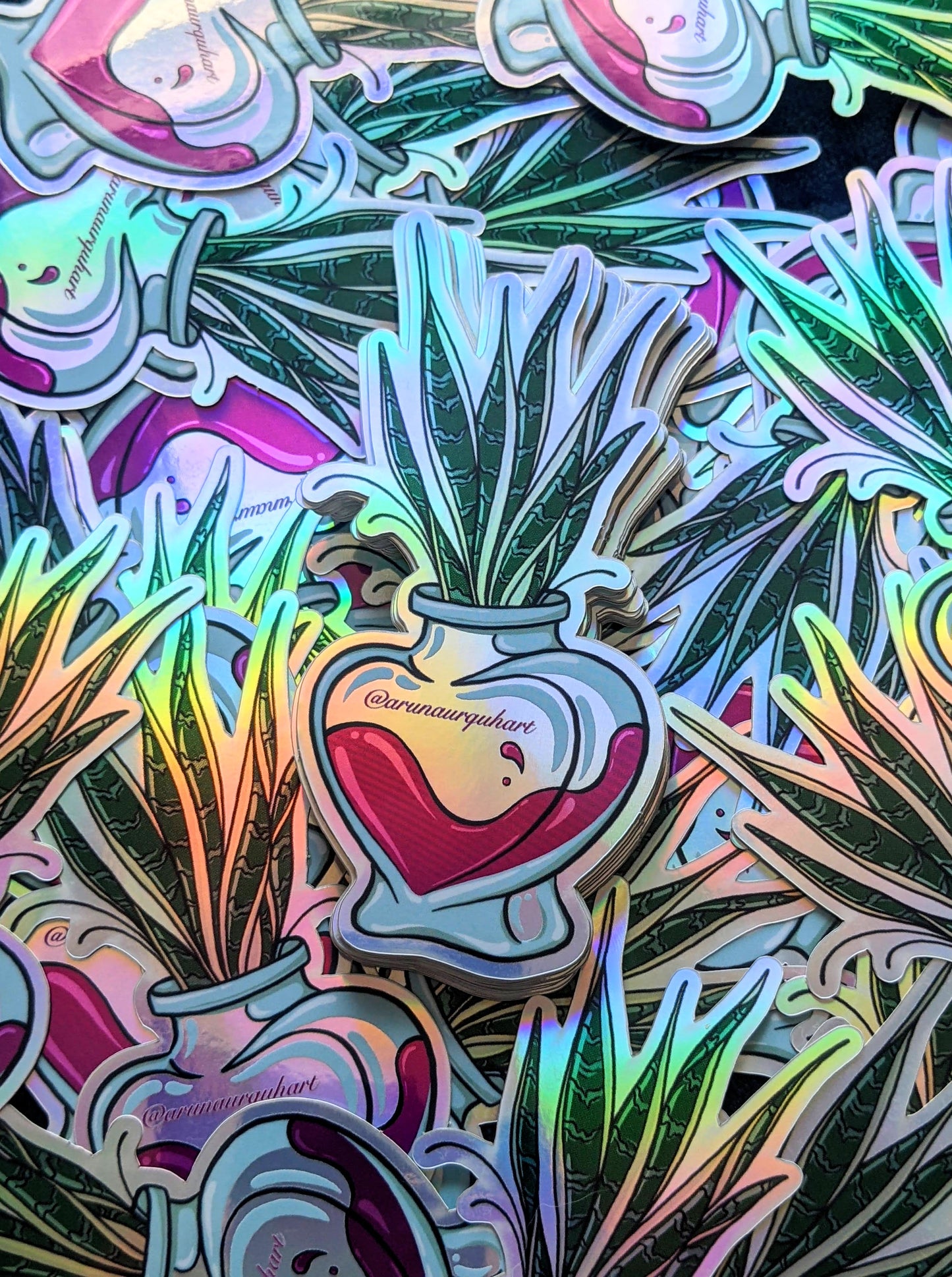 Love Potion Snake Plant Holographic Sticker